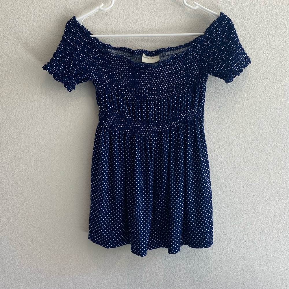 Strapless polka dot blouse